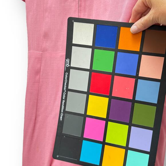 1950s Mode O’Day Pink Day Dress Pockets Lucite Rhinestone Buttons 33” Waist VNTG - Picture 7 of 16